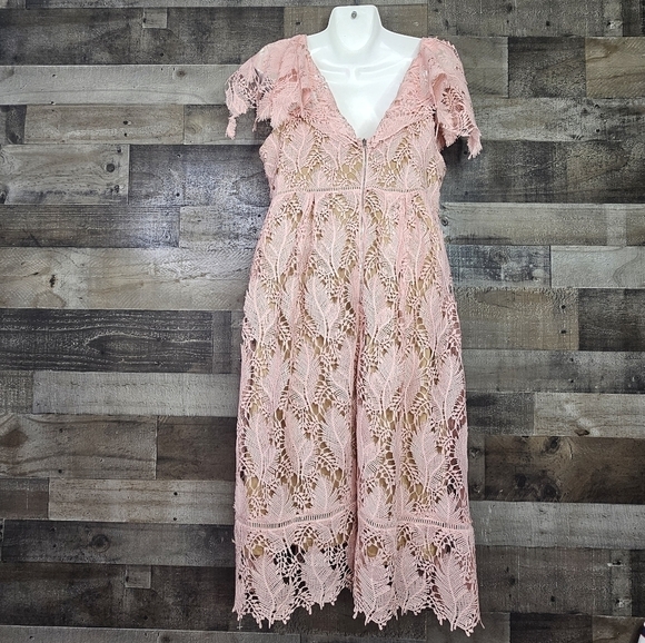 Motherhood Maternity Pink Lace Dress L - Picture 6 of 10
